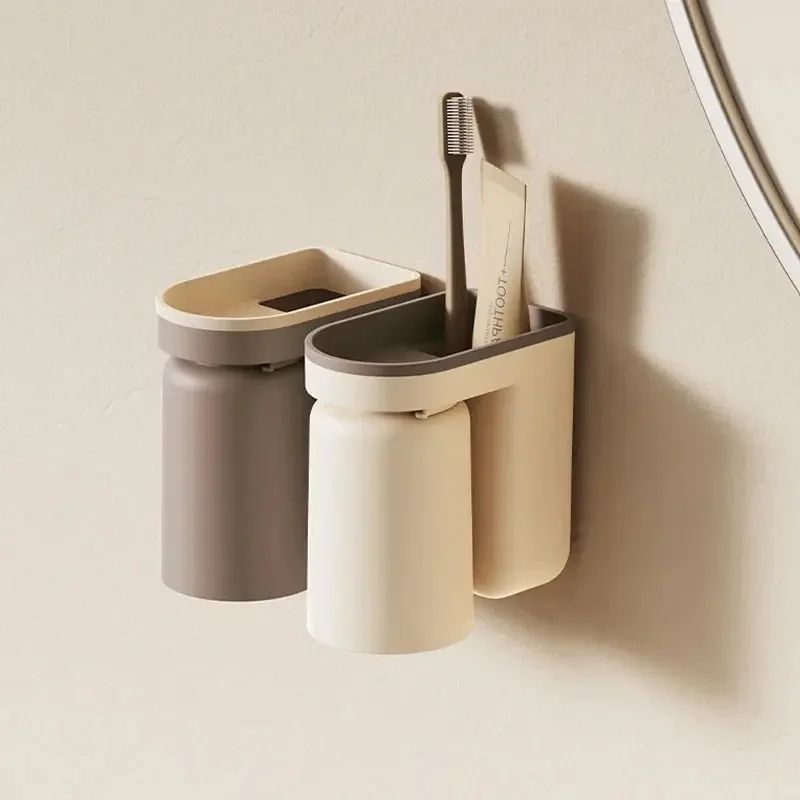 Wall Mounted Toothbrush Holder With Cup Organizer 7
