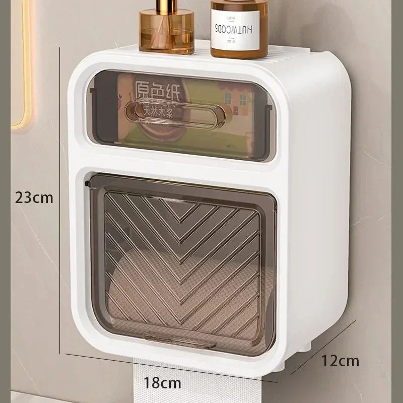 Wall Mounted Toilet Tissue Holder With Storage Rack 8