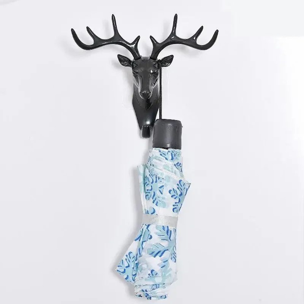 Black Vintage Deer Head Wall Hook Antler Hanger Rack 3