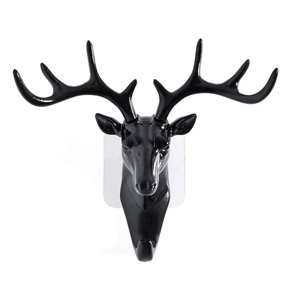Black Vintage Deer Head Wall Hook Antler Hanger Rack 4