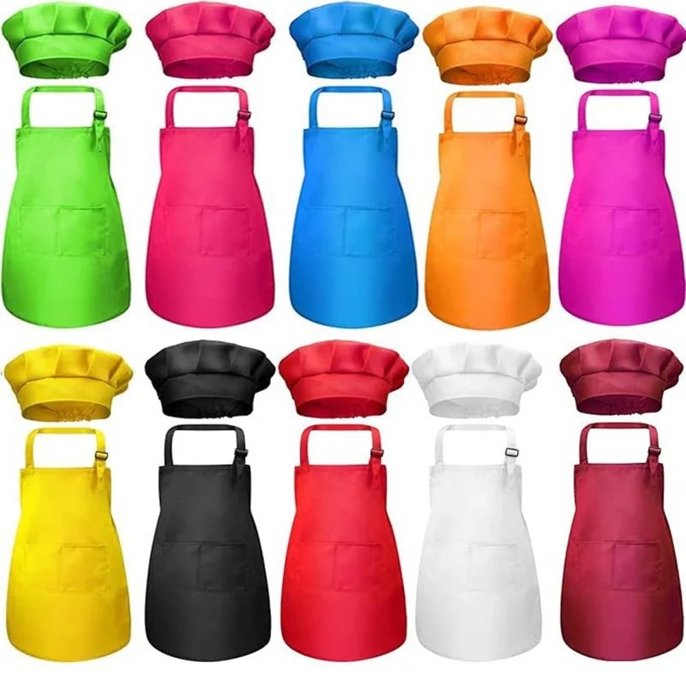 Kids Chef Apron And Hat Set For Cooking And Crafts 0