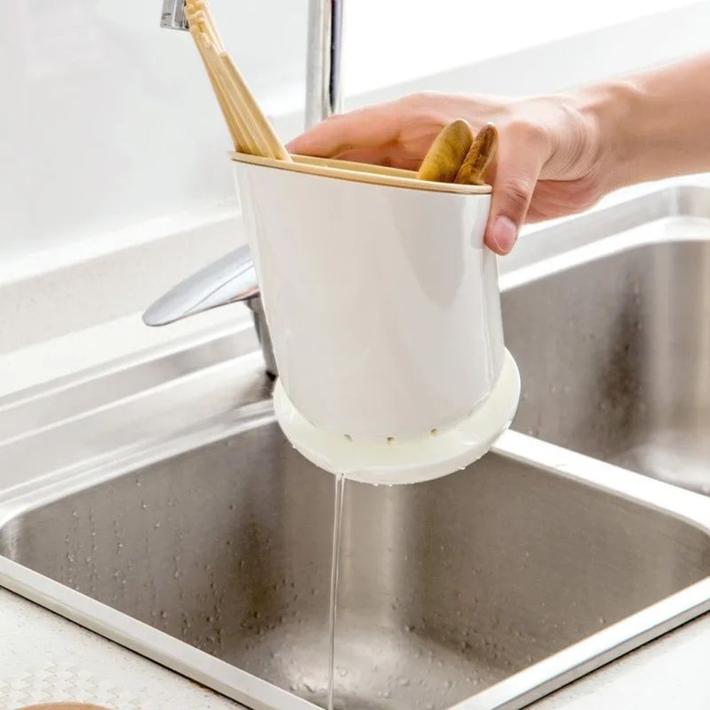 Kitchen Chopsticks Holder With Drain Tray Organizer 2