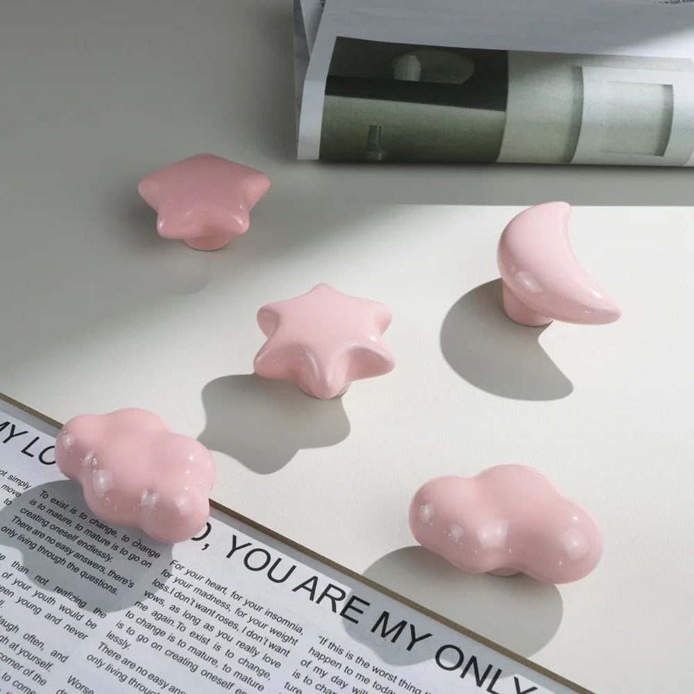 Cute Ceramic Star Moon Cloud Cabinet Knobs 4