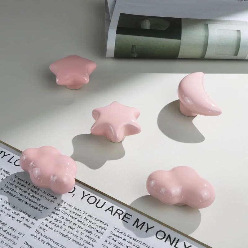 Cute Ceramic Star Moon Cloud Cabinet Knobs 4