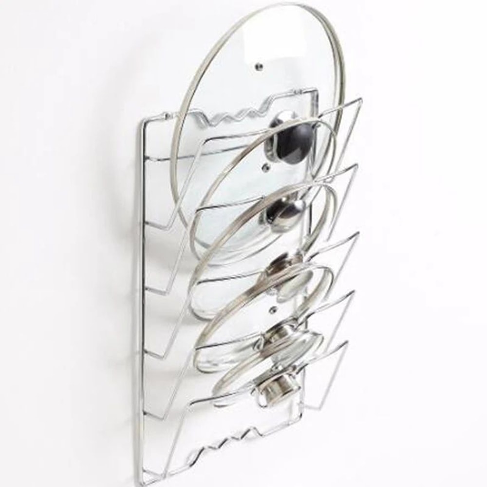 Five Layer Wall Mounted Pot Lid Organizer Rack 8