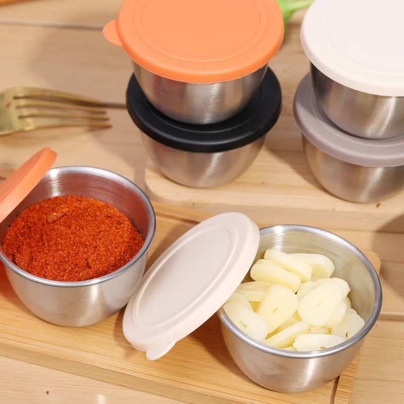 Stainless Steel Sauce Cup With Lid Portable Container 2