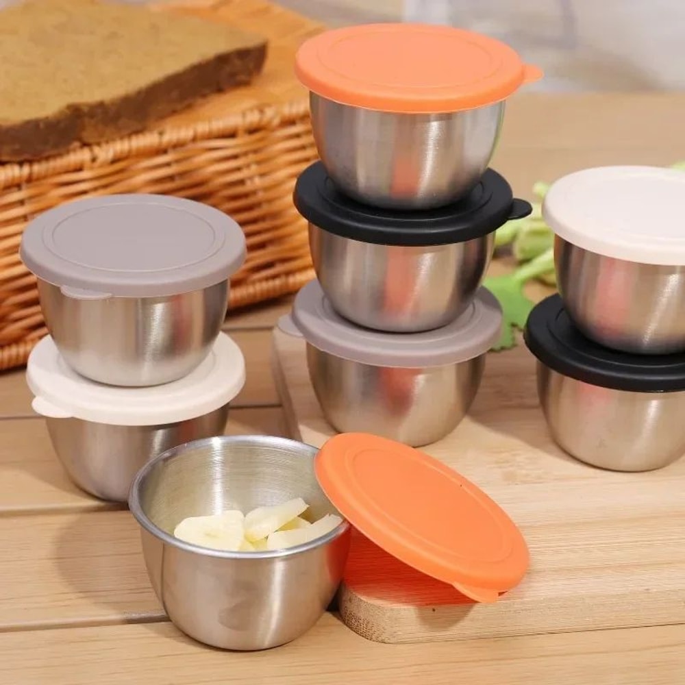 Stainless Steel Sauce Cup With Lid Portable Container 7