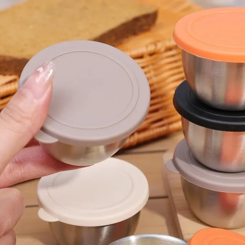 Stainless Steel Sauce Cup With Lid Portable Container 8