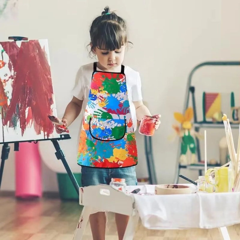 Kids Waterproof Painting Apron With Sleeves 1