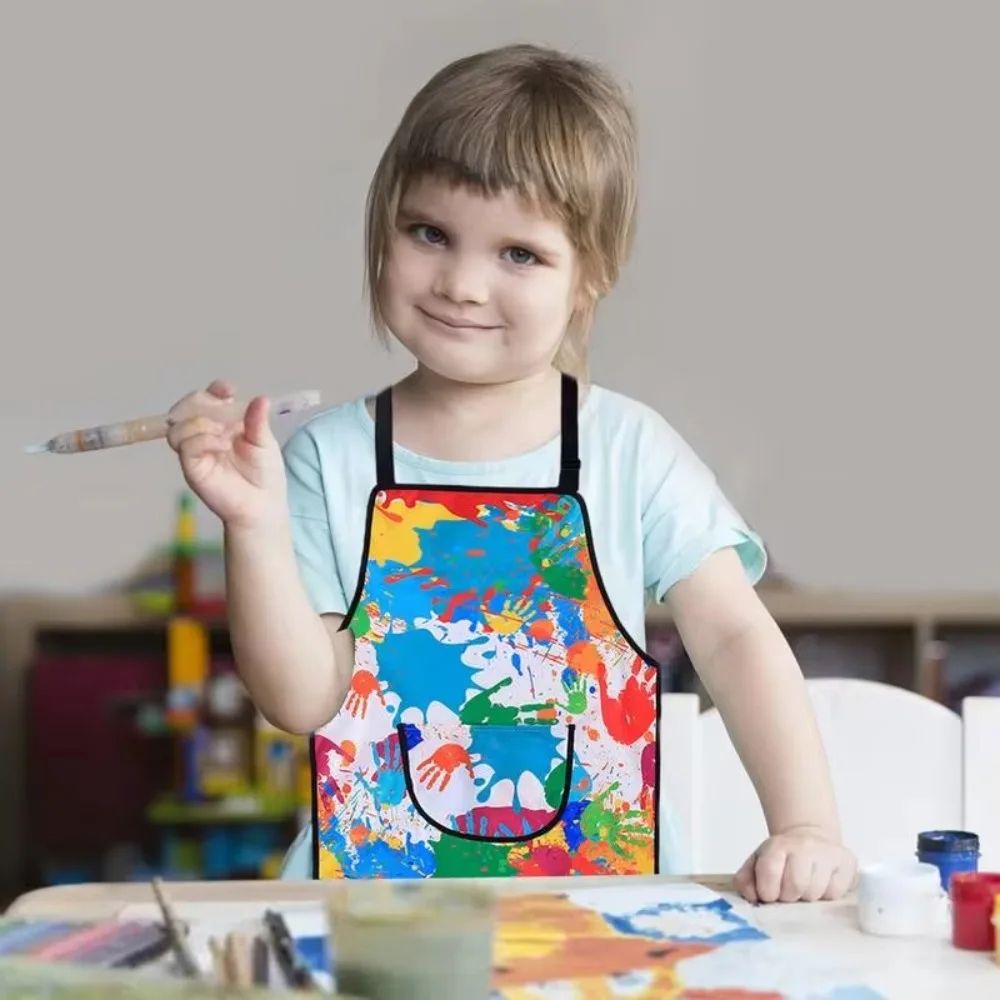 Kids Waterproof Painting Apron With Sleeves 2