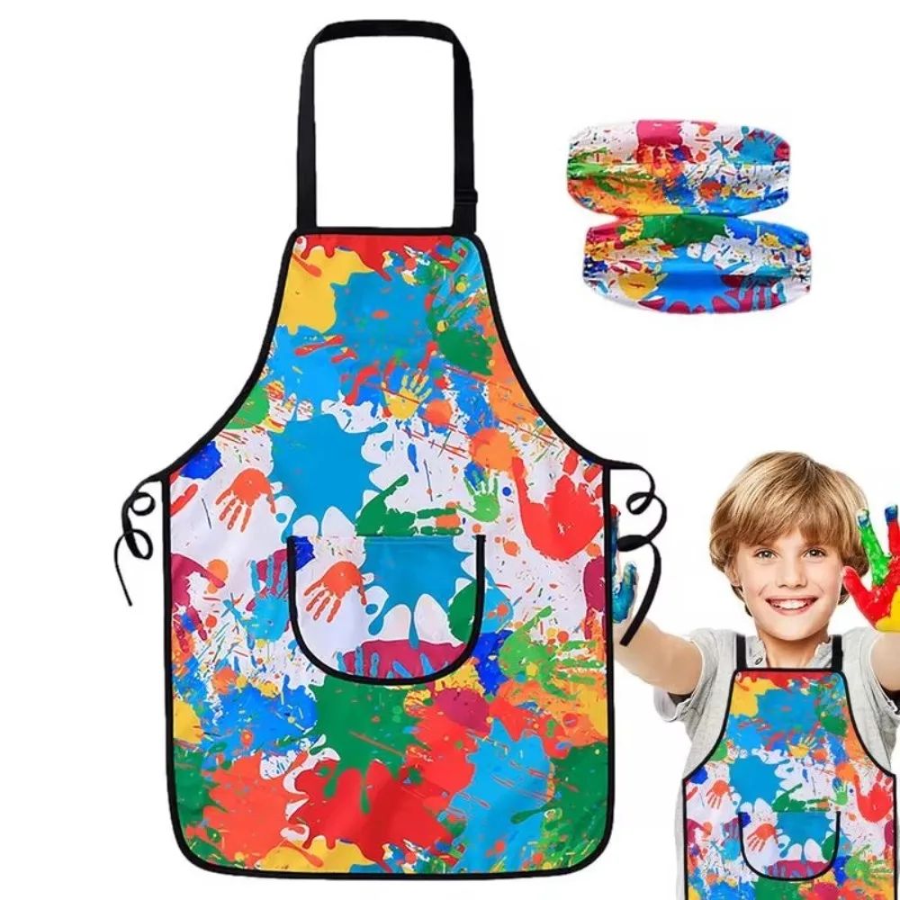 Kids Waterproof Painting Apron With Sleeves 3