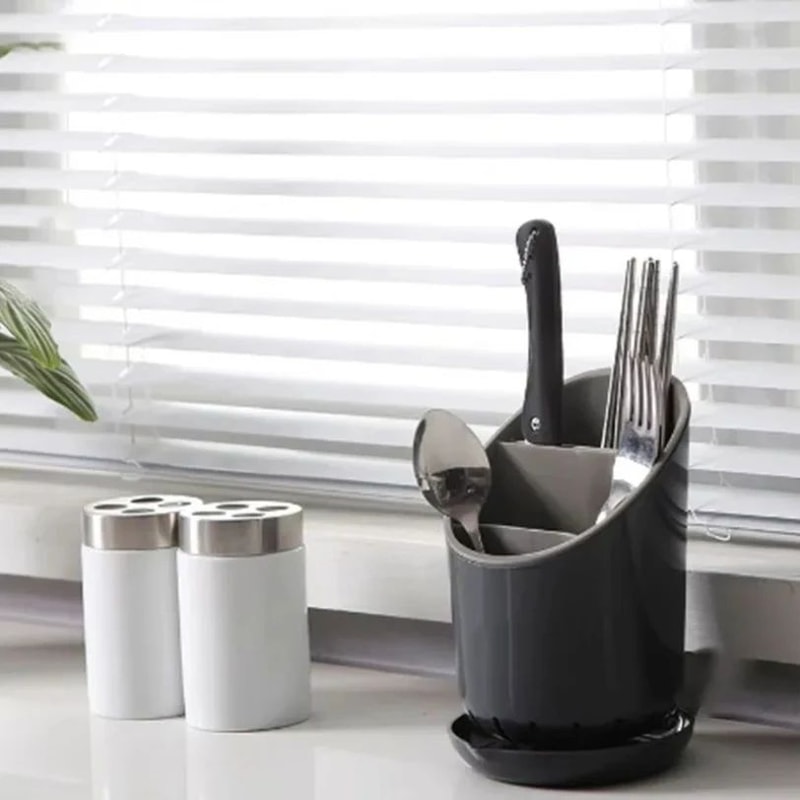 Cutlery Storage Holder With Drain Tray Organizer 2