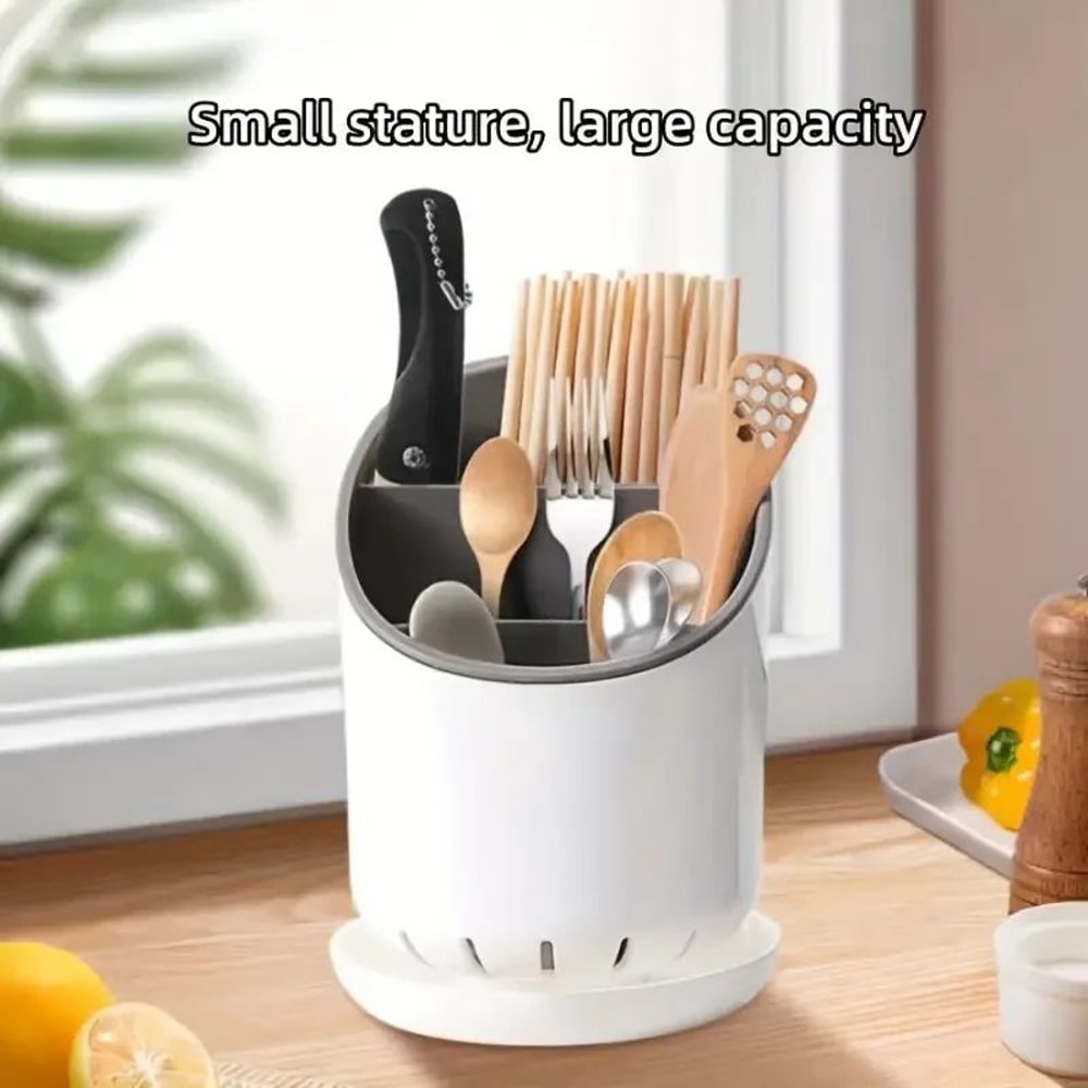 Cutlery Storage Holder With Drain Tray Organizer 6