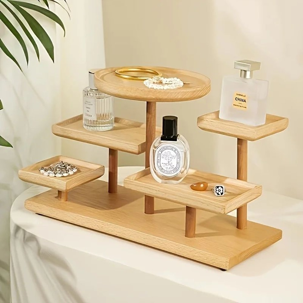 Multi Layer Wooden Display Rack Jewelry Organizer 0