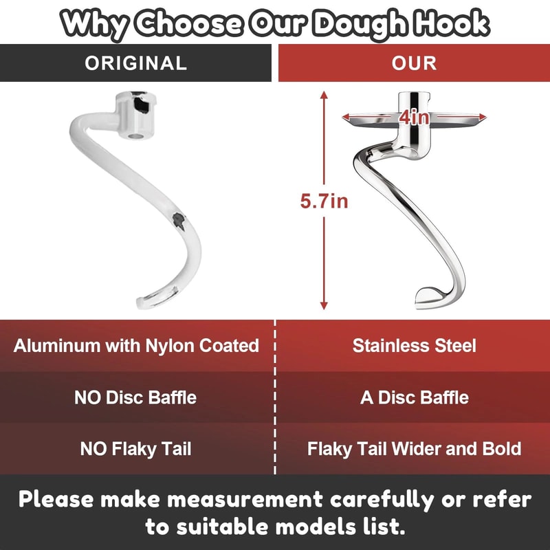 Stainless Steel Spiral Dough Hook For Stand Mixer 4