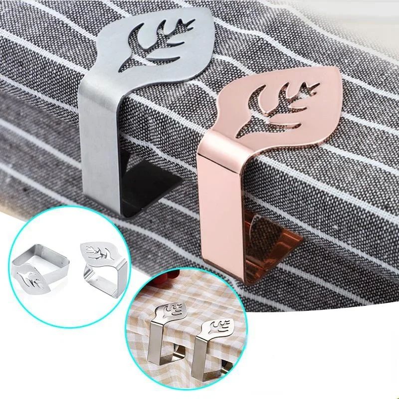 Stainless Steel Leaf Tablecloth Clips Set Of 4 1