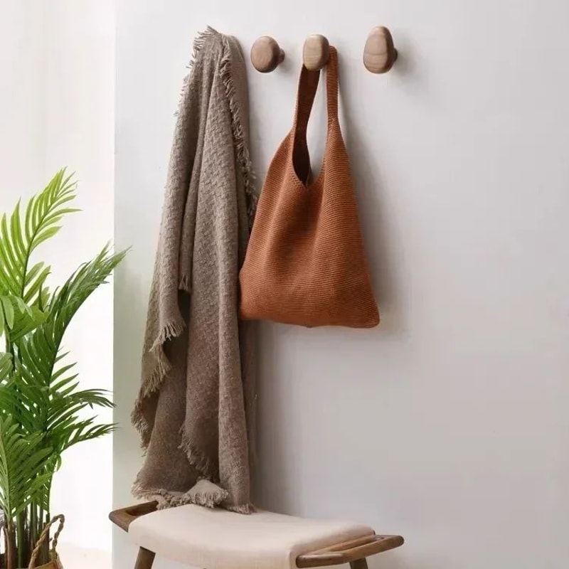 Scandinavian Wooden Wall Hook Pebble Style Coat Hanger 2