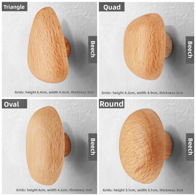 Scandinavian Wooden Wall Hook Pebble Style Coat Hanger 4