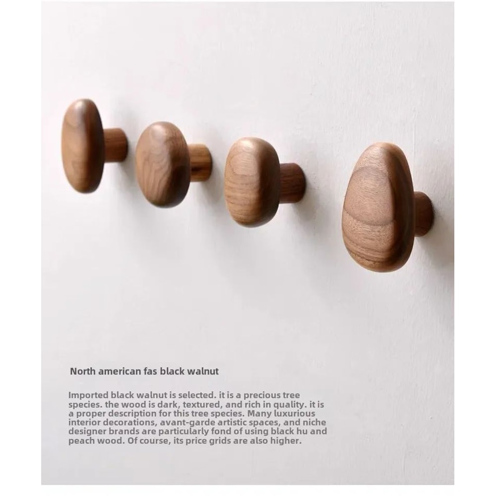 Scandinavian Wooden Wall Hook Pebble Style Coat Hanger 6