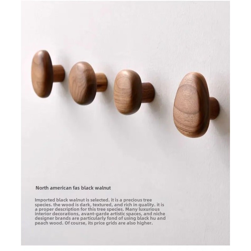 Scandinavian Wooden Wall Hook Pebble Style Coat Hanger 6