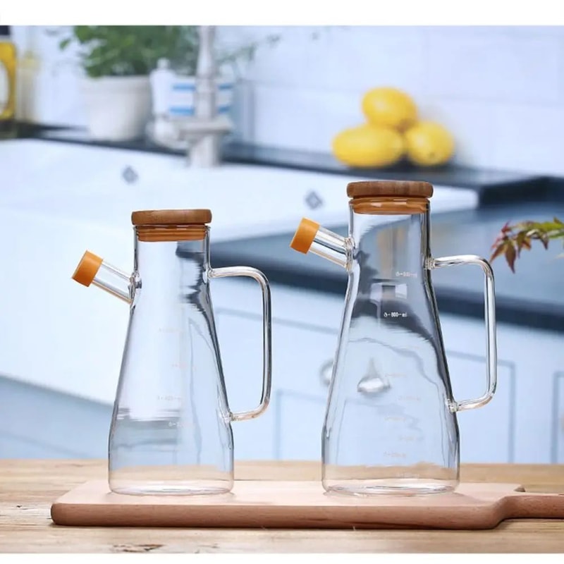 Glass Oil Dispenser Bottle With Handle And Scale 7