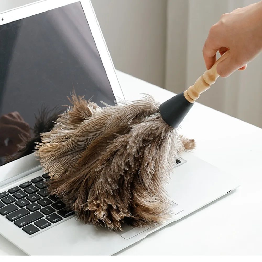 Ostrich Feather Duster Wooden Handle Household Cleaner 6
