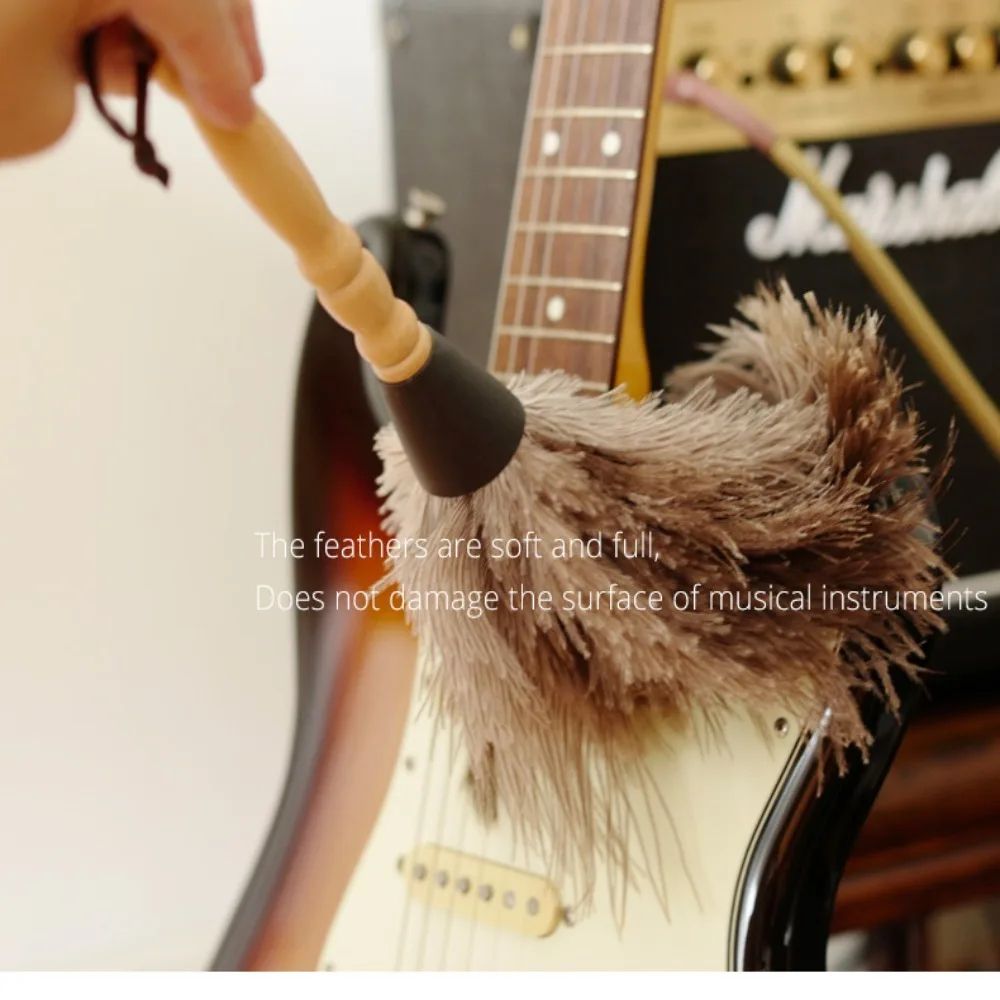 Ostrich Feather Duster Wooden Handle Household Cleaner 7