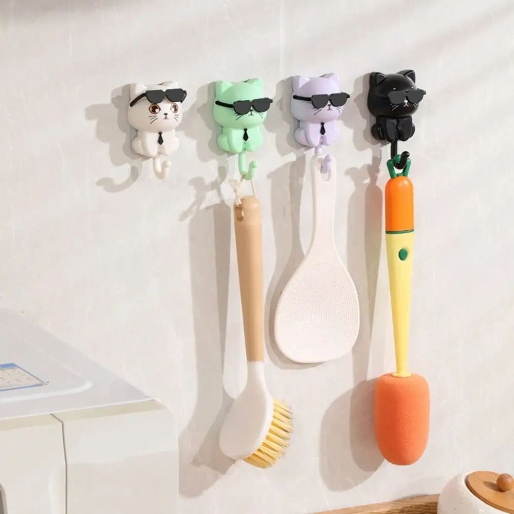 Cartoon Cat Wall Hooks Waterproof Decorative Sticky Hooks 6