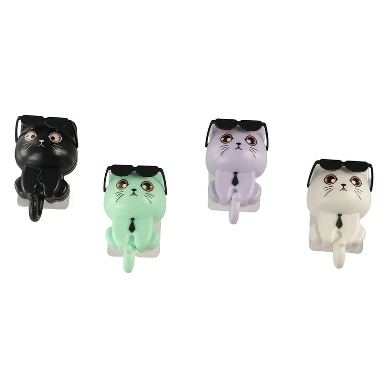 Cartoon Cat Wall Hooks Waterproof Decorative Sticky Hooks 16