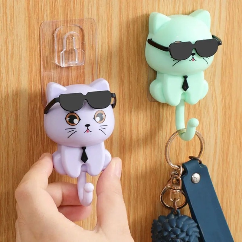 Cartoon Cat Wall Hooks Waterproof Decorative Sticky Hooks 11