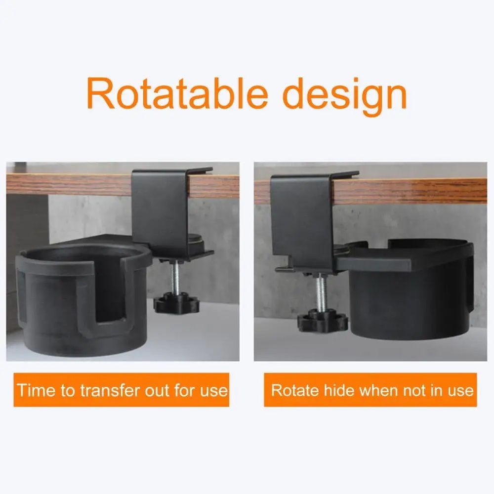 Under Desk Cup Holder Rotating Clip On Mug Holder 5