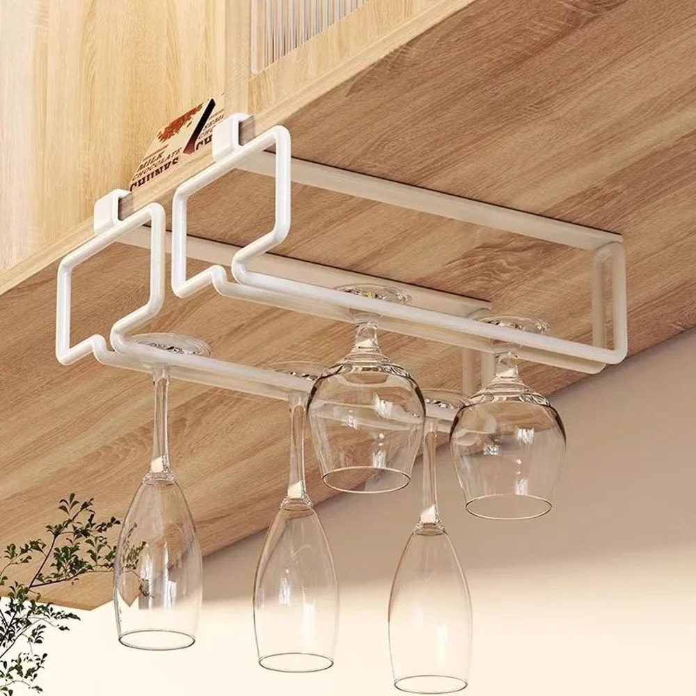 Under Cabinet Wine Glass Holder Metal Hanging Rack 0