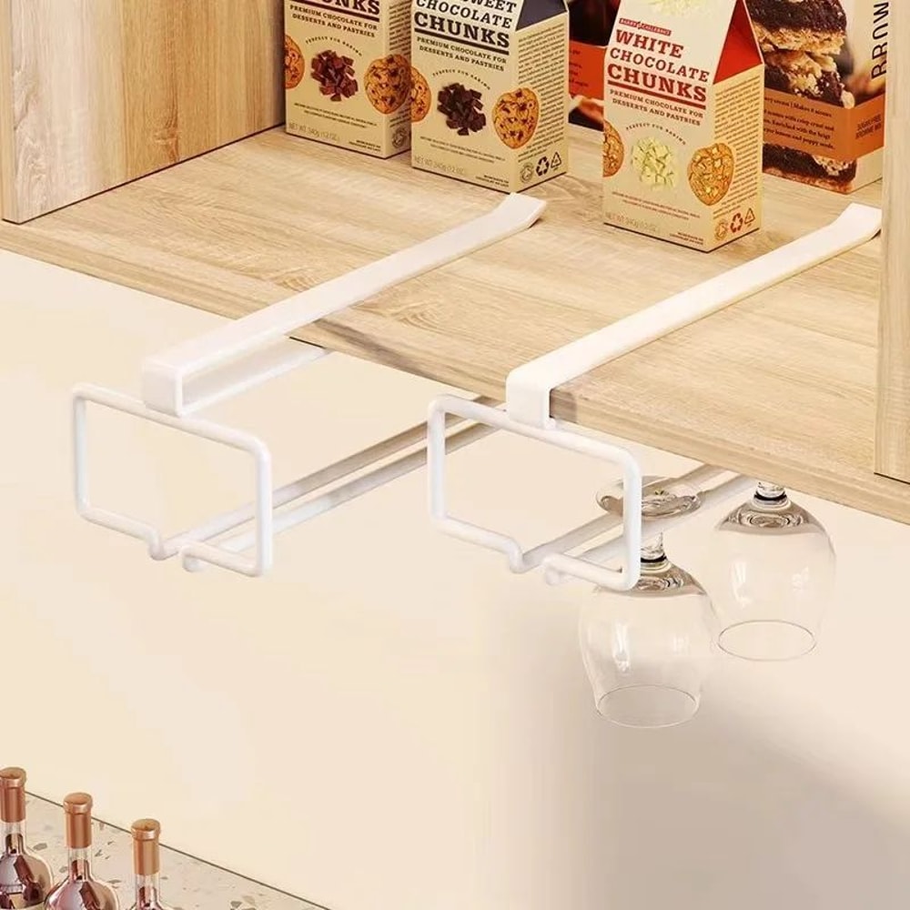 Under Cabinet Wine Glass Holder Metal Hanging Rack 1