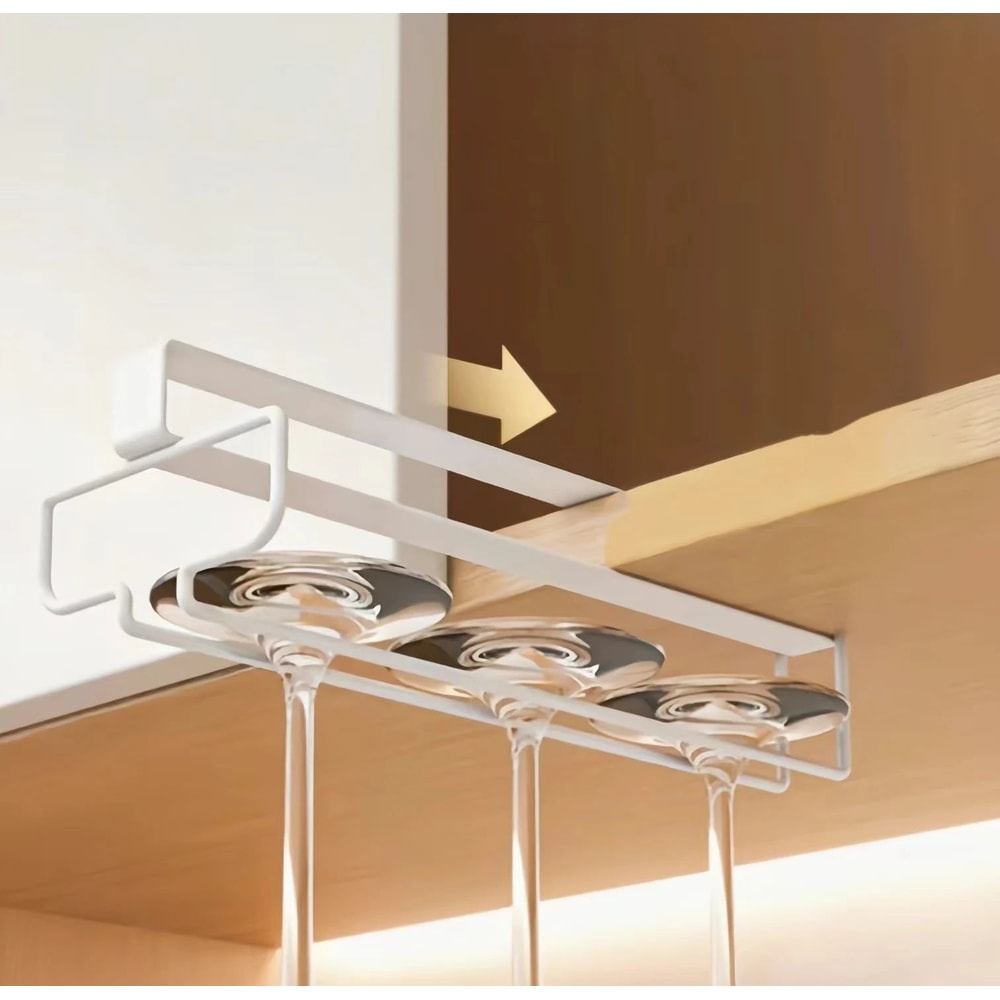 Under Cabinet Wine Glass Holder Metal Hanging Rack 3