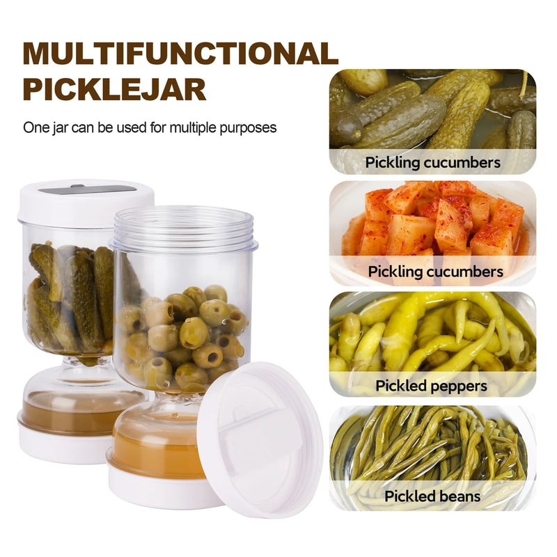 Pickle Jar With Strainer Fork Dry Wet Separator Container 4
