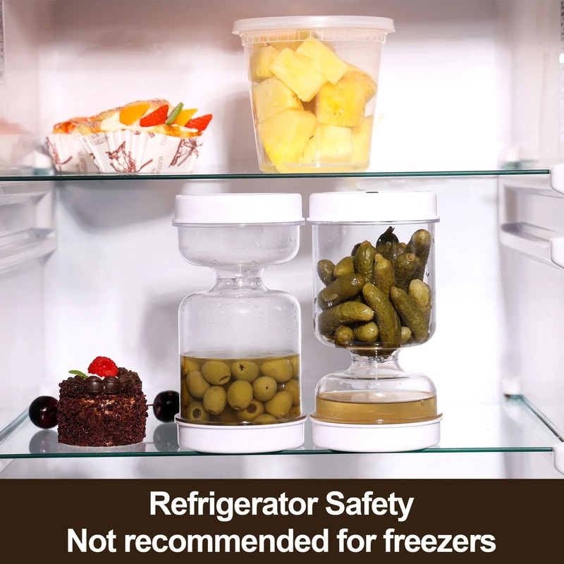 Pickle Jar With Strainer Fork Dry Wet Separator Container 6