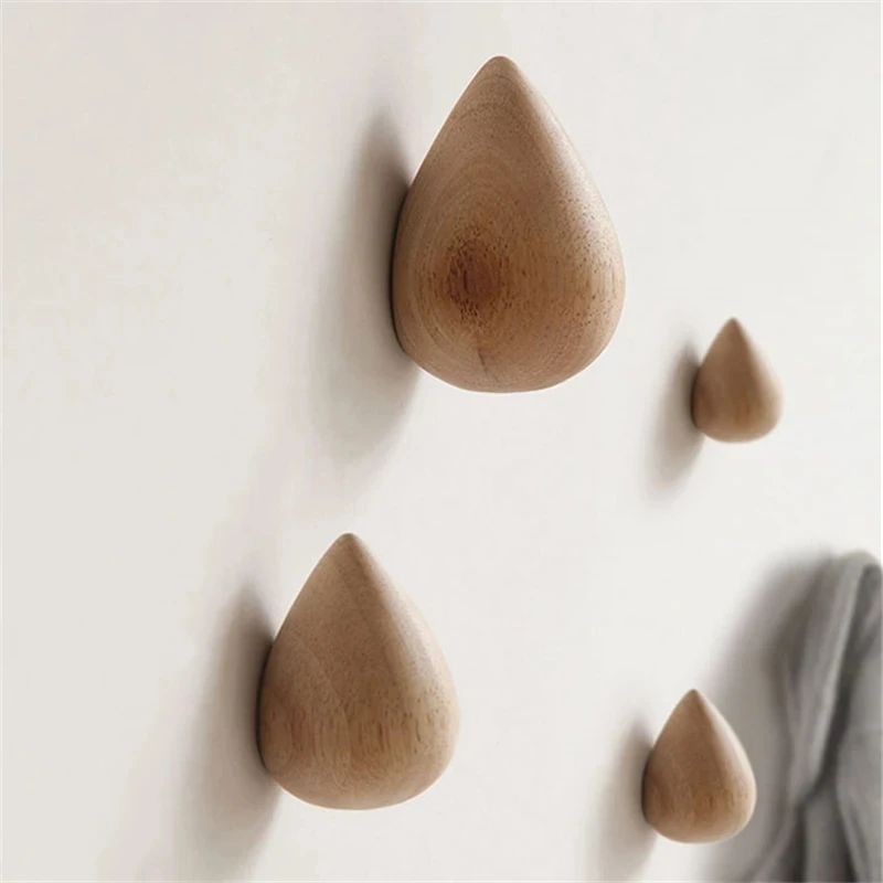 Natural Wood Wall Mounted Coat Hook Hanger 0