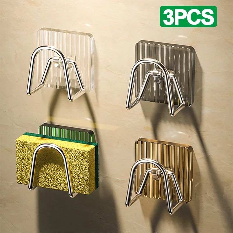 Stainless Steel Sponge Holder Self Adhesive Sink Rack 0