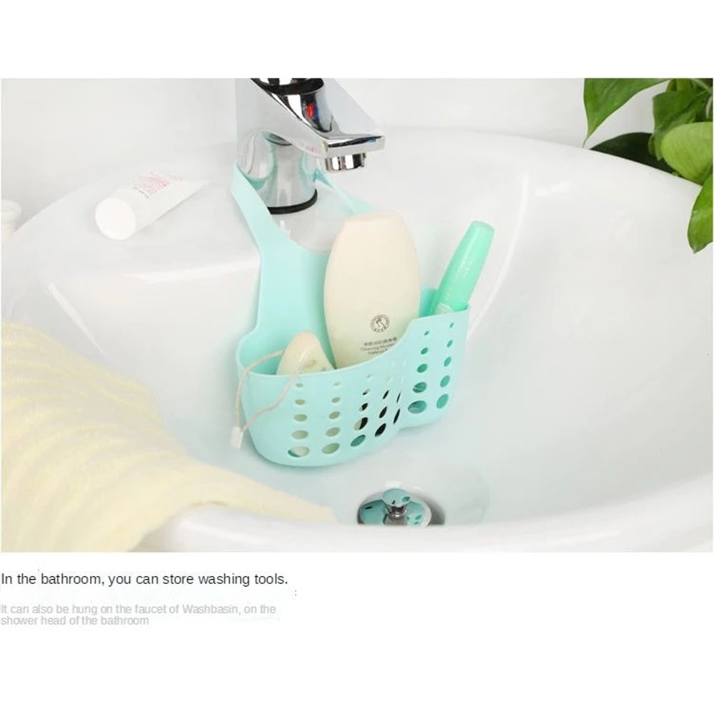 Faucet Hanging Sink Shelf Sponge Soap Drain Holder 6