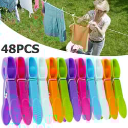 48pcs strong grip clothes pegs windproof laundry clips