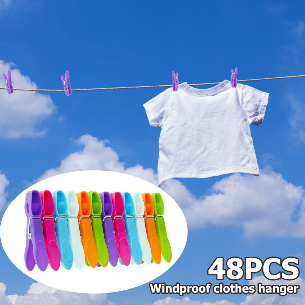 48PCS Strong Grip Clothes Pegs Windproof Laundry Clips 6