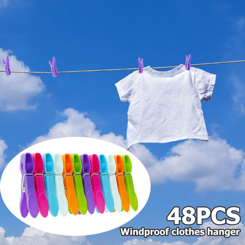 48PCS Strong Grip Clothes Pegs Windproof Laundry Clips 6