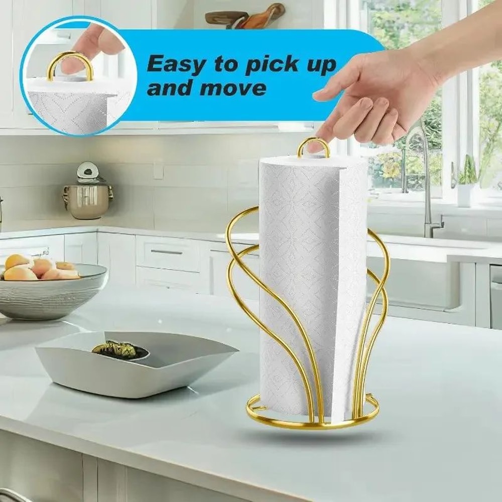 Elegant Gold Metal Paper Towel Holder With Stable Base 2