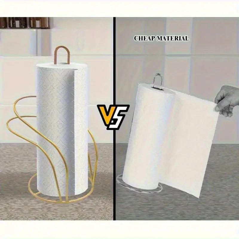 Elegant Gold Metal Paper Towel Holder With Stable Base 4