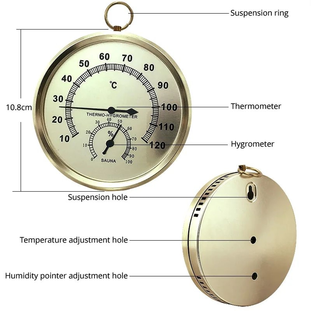 Round Sauna Thermometer Hygrometer Temperature Gauge 1