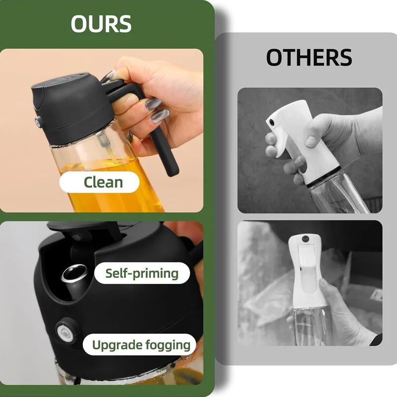 2 In 1 Glass Oil Spray Bottle 600ML Dispenser 3