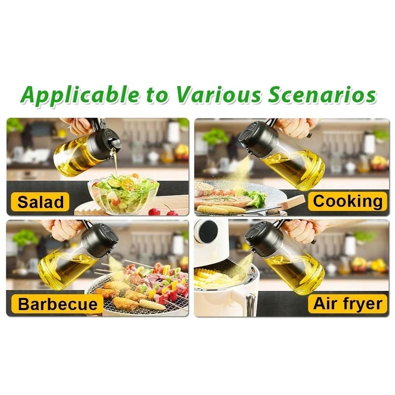 2 In 1 Glass Oil Spray Bottle 600ML Dispenser 7
