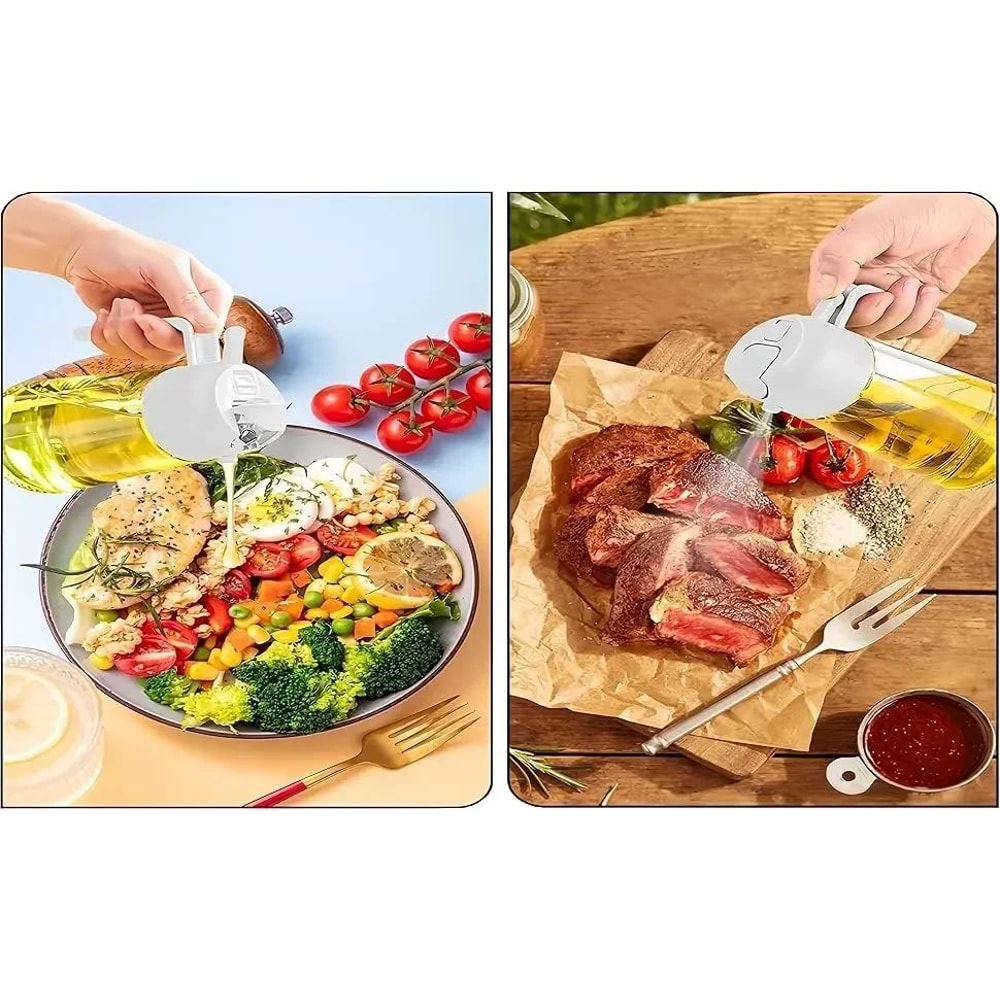 2 In 1 Glass Oil Spray Bottle 600ML Dispenser 8