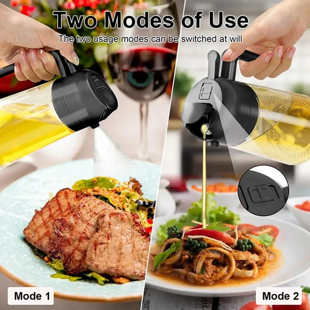 2 In 1 Glass Oil Spray Bottle 600ML Dispenser 12