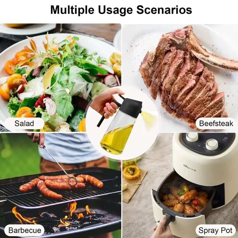 2 In 1 Glass Oil Spray Bottle 600ML Dispenser 14